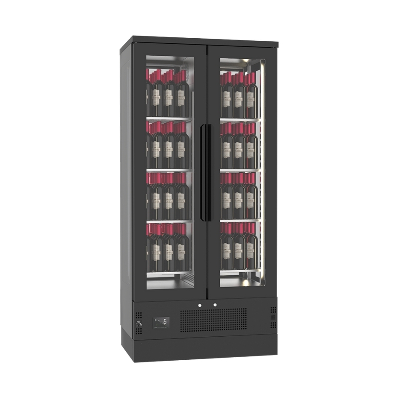 Frenox WN10-SB Çift Kapılı Arkası Camlı Şarap Dolabı - Siyah