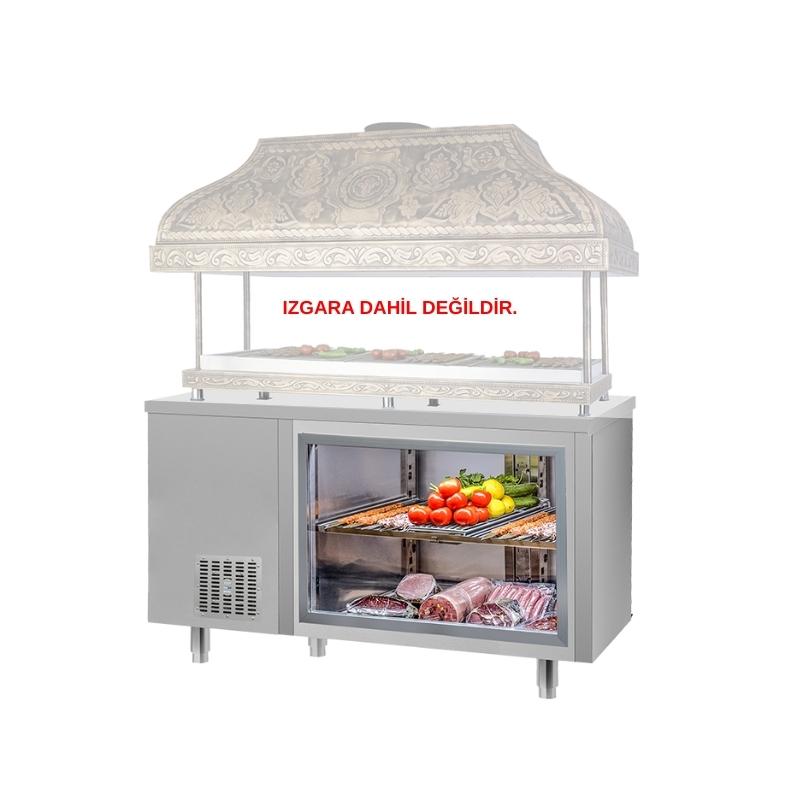 Frenox CSN4-BG-DZ Yatay Tip Dört Kapılı Camlı Kebap Teşhir Dolabı