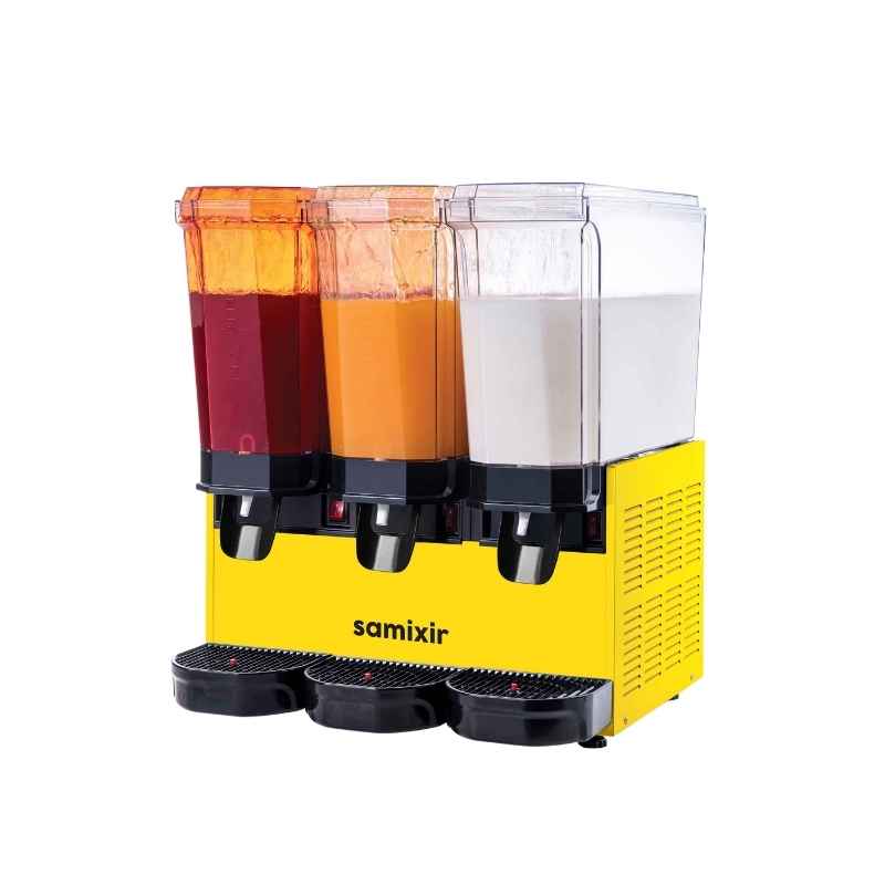 Samixir 60-SSMY Klasik Triple 20+20+20 Lt. Fıskiyeli ve Karıştırıcılı Soğuk İçecek Dispenseri - Sarı