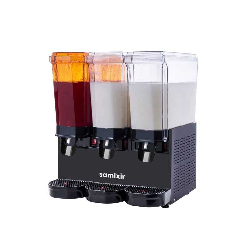 Samixir 60-SMMB Klasik Triple 20+20+20 Lt. Fıskiyeli ve Karıştırıcılı Soğuk İçecek Dispenseri - Siyah