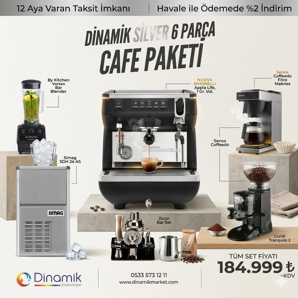 Dinamik Silver 6 Parça Profesyonel Cafe Kurulum Paketi