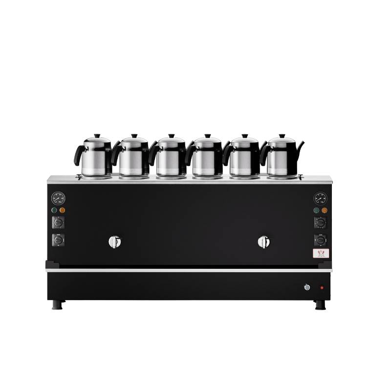 Anka BPPO-S6 Elektrik+Gazlı 6 Demlikli  60 Litre Black Pro Plus Hibrit Smart Çay Makinesi