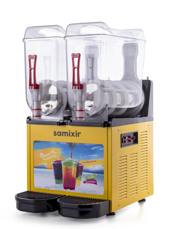 SAMİXİR Slush 24.YA Ice Slush Twin Meyve Suyu Dispenseri, 12+12 lt, Sarı