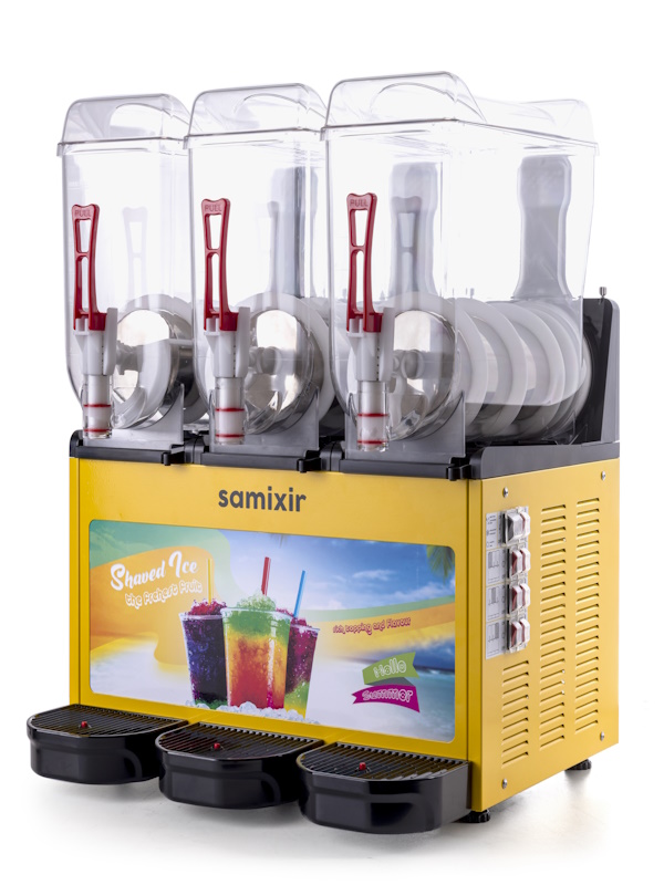 SAMİXİR Slush 36.YA Ice Slush Triple Meyve Suyu Dispenseri, 12+12+12 lt, Sarı