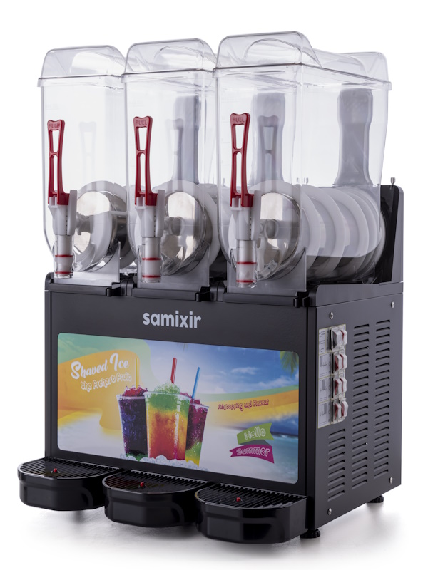 SAMİXİR Slush 36.BA Ice Slush Triple Meyve Suyu Dispenseri, 12+12+12 lt, Siyah