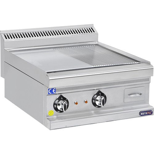 MAYAPAZ M-SIE 660-YO Yarı Oluklu Pleyt Izgara, Elektrikli, Set Üstü, 600x630x270 mm, 600 Serisi